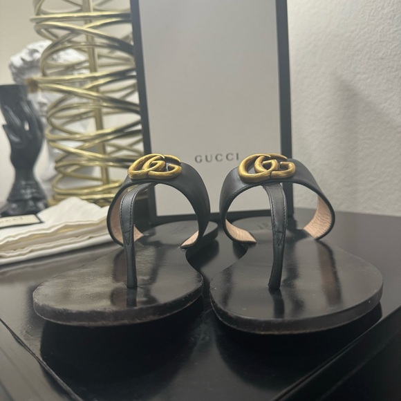 Gucci GG Leather Thong Sandal Black 37 - Picture 6 of 10